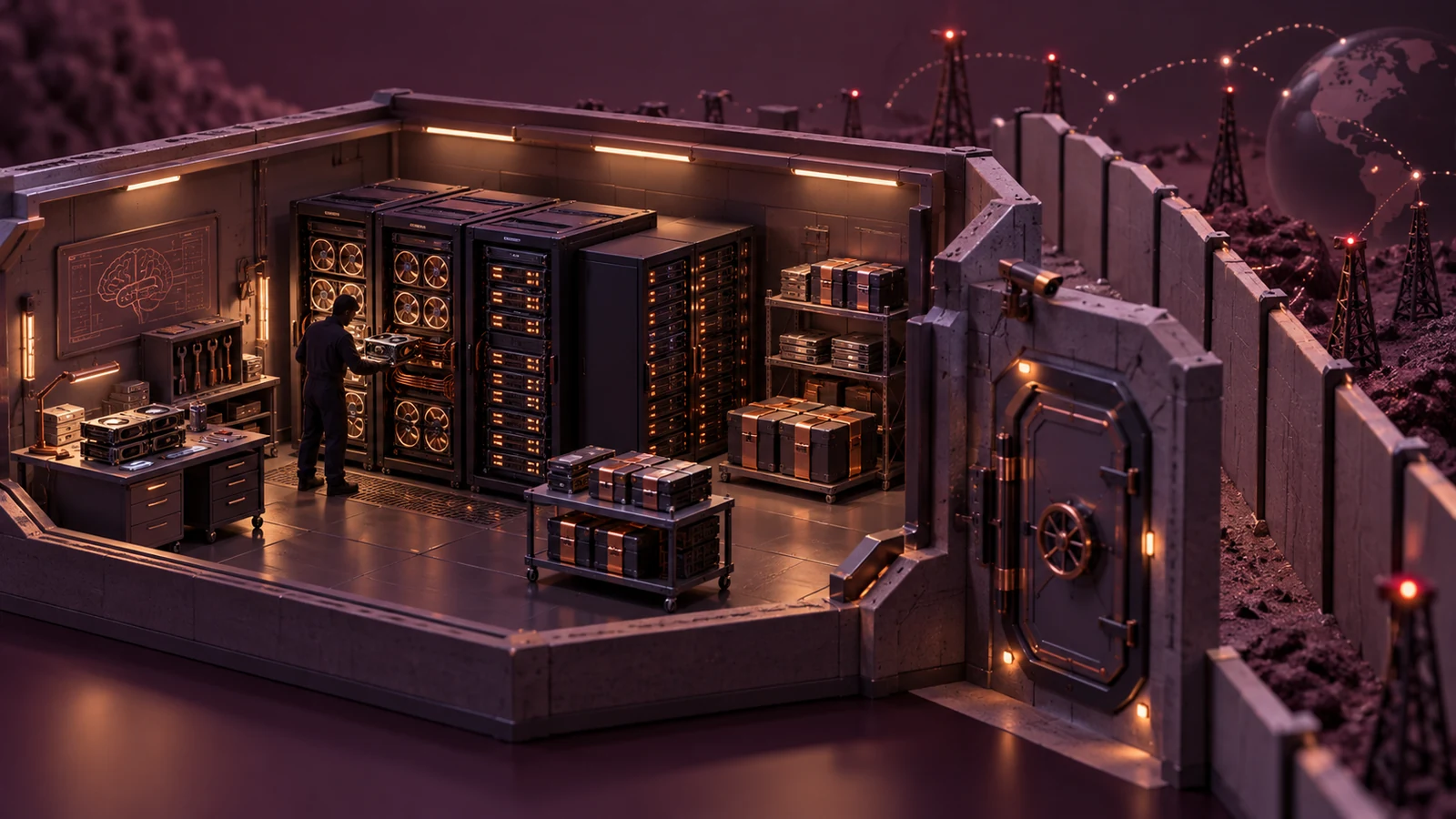 Engineer maintains isolated AI server racks and offline update packages.
