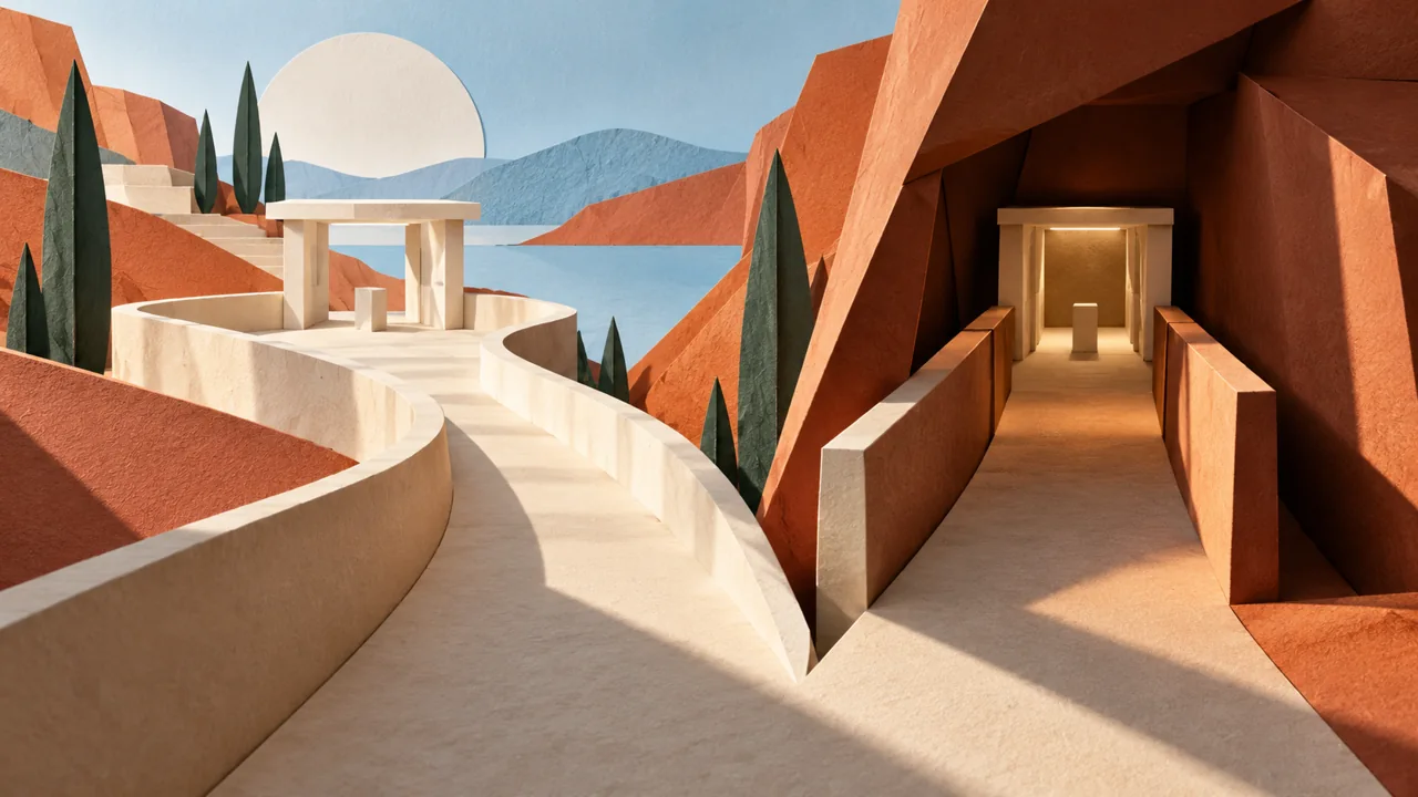 A paper-cutaway contrasts an open repository path with an enclosed path, each meeting a checkpoint.